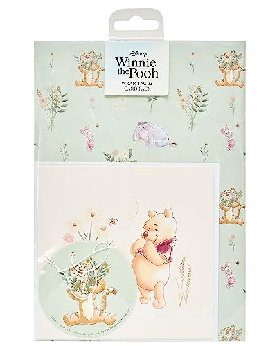 UK Greetings Disney Wickel-, Karten- und Etiketten-Set – Winnie Puuh verpackte Verpackung – Winnie Puuh Grußkarte – Disney Geschenkpaket – Winnie the Pooh Geschenkpaket, mehrfarbig (688967-0-1) von UK Greetings