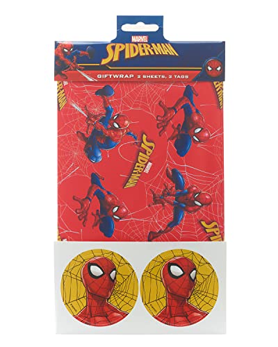UK Greetings Marvel Spider-Man-Geschenkpapier-Set enthält 2 Bögen und Geschenkanhänger von UK Greetings