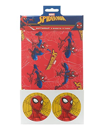 UK Greetings Marvel Spider-Man Geschenkpapier-Set enthält 2 Bögen und Geschenkanhänger von UK Greetings