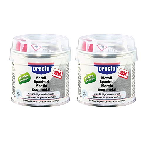 Zweierpack presto Metallspachtel & Härter grau, styrolreduziert 443466 (2 x 250g) von UK-Motors