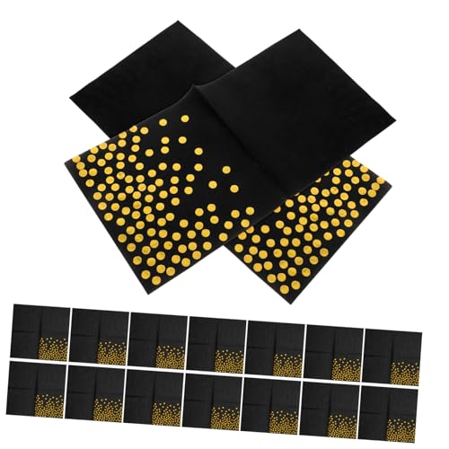 UKCOCO 1 Heißpräge-Tupfenserviette erste Cocktailparty Servietten Oh Servietten mit Gold Cocktailservietten aus Papier Dessert Servietten jungfräulicher Zellstoff Black von UKCOCO