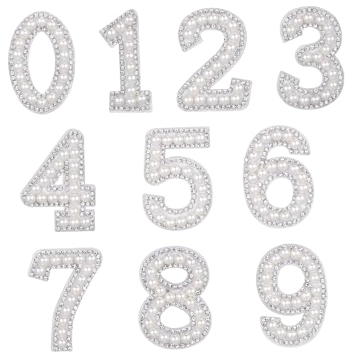 UKCOCO 1 Satz Aufbügelbare Zahlen Patches für Kleidung Diy Bastelbedarf Weiße Nummern für Shirts Jacken Taschen Langlebig und Hautfreundlich zum Verzieren oder Reparieren von UKCOCO