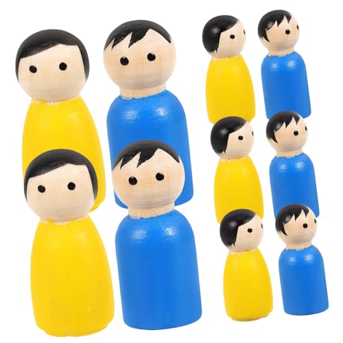 UKCOCO 1 Satz DIY Holzfiguren Unbemalte Peg Puppen aus Holz für Kreative Bastelprojekte Teiliges Jungen Blau Mädchen Gelb für Deko von UKCOCO