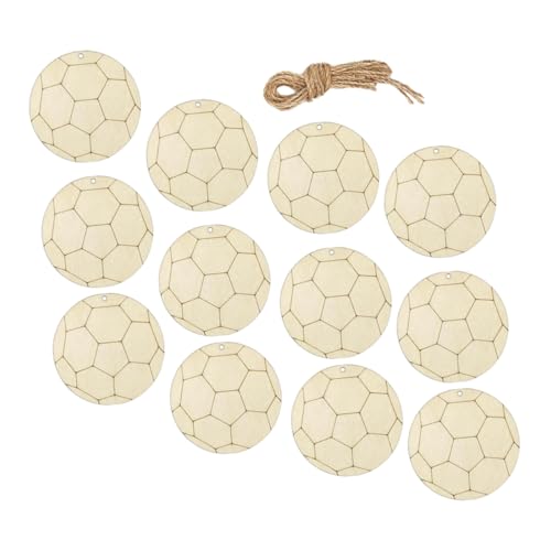 UKCOCO 1 Satz Diy Holz Fußball Anhänger Blanko Holzschnitt für Kreative Bastelprojekte für Sportmottopartys Geschenkanhänger und Dekorationen von UKCOCO