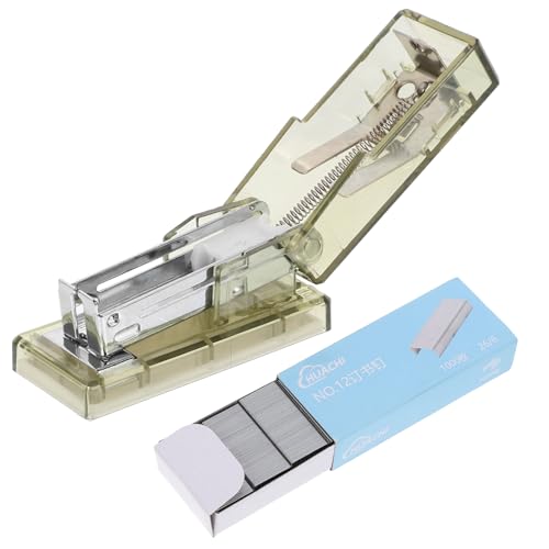 UKCOCO 1 Satz Mini Transparent Heftgerät aus Kunststoff für Schüler Heftklammern Multifunktions Bürohefter Grün für Schreibtisch und Zuhause von UKCOCO