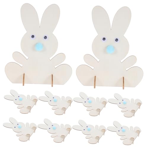 UKCOCO 1 Satz Osterhasen-Dekoration Osterhasenausschnitte osterhase selber machen Ostern Holz DIY unfertiger Holzhase Holzhasen Osterbasteln für Holzausschnitte für Handwerk PVC von UKCOCO