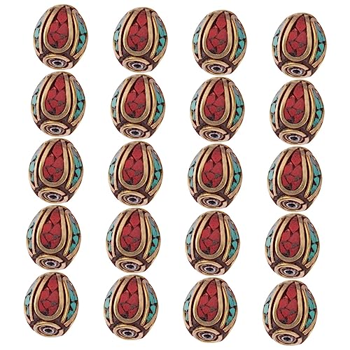 UKCOCO 1 Satz Tibetan Style Spacer Beads Handgemachte Buddha Perlen Messing Mit Türkis Für Diy Schmuck Für Armbänder Und Bastelprojekte 20 Stück von UKCOCO