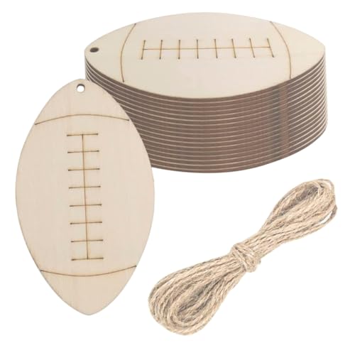 UKCOCO 1 Satz Unfertige Holz Ausschnitte für Diy Projekte Holzscheiben Rugby Form für Kreative Bastelarbeiten Geschenkanhänger und Sport Themen Dekorationen von UKCOCO