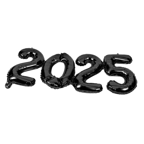 UKCOCO 1 Satz Zahlenballon Partyballons Dekorationen Blau Neujahrspartyzubehör Luftballons Grad 2025 Folienballons Goldballons 2025 Neujahrsballons Vorabend Mädchen Aluminiumfolie Schwarz von UKCOCO