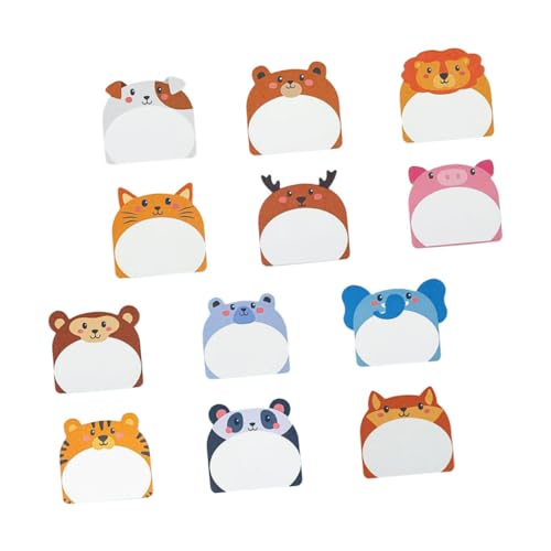 UKCOCO 1 Set Kawaii-notizblöcke in Tierform, Selbstklebende Notizaufkleber, Süße Cartoon-notizblöcke Für Schul- Und Bürobedarf (1 Set / 12 Bücher) von UKCOCO
