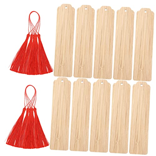 UKCOCO 10 Sätze Diy Lesezeichen aus Holz Gravieren Blanko Buchseiten Marker mit Roten Quasten Handgefertigte Anhänger Bemalen und Basteln für Leser Schüler und Kreative Dekoration UKCOCO 10 Sätze Diy Lesezeichen aus Holz Gravieren Blanko Buchseiten Marker mit Roten Quasten Handgefertigte Anhänger Bemalen und Basteln für Leser Schüler und Kreative Dekoration von UKCOCO