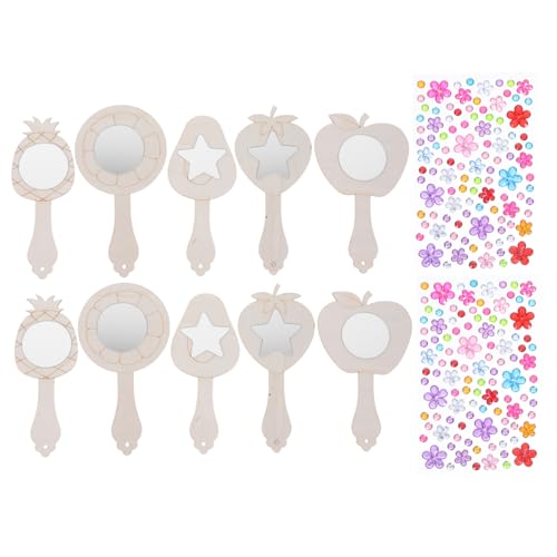 UKCOCO 10 Sätze Hölzerne Handspiegel DIY-Spiegel Für Massenhandwerk Für Party Unvollendeter Spiegel Kleine Bastelspiegel Kinderkosmetik Basteln Sie Geburtstagsgeschenke Holz von UKCOCO