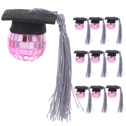 UKCOCO 10 Stücke Grad Themen Disco Quaste Kappen Cupcake Topper Chic Dekorationen Für Graduation Party von UKCOCO
