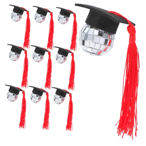 UKCOCO 10 Stück Abschlusskappendekoration Cupcake Grad Cap Decor Cupcake-topper Mit Abschluss Abschlusskappe Für Cupcake Abschluss Tischdekoration Grad-cap-ornament Schaum Rot von UKCOCO