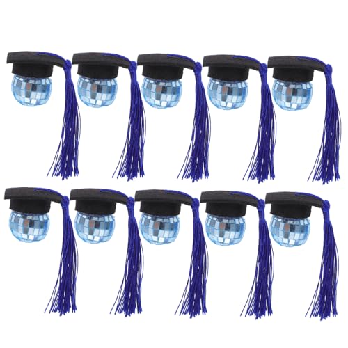 UKCOCO 10 Stück Cupcake-Topper für die Abschlussfeier Grad-Cap-Ornament Cupcake-Topper mit Abschlusskappe Abschlusskappendekoration Party-Cupcake-Dekoration Filzstoff Blue von UKCOCO