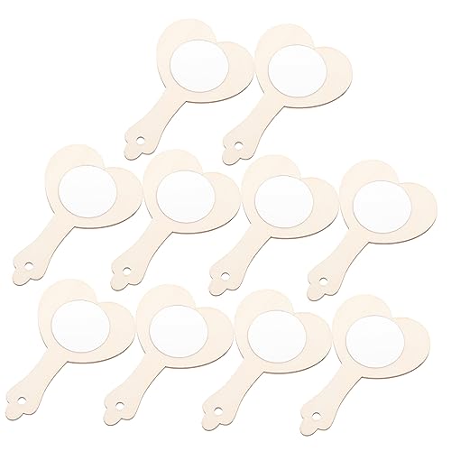 UKCOCO 10 Stück DIY Holzspiegel Teiliges Unvollendetes Handspiegel Bastelset für Kreative Dekorationen mit Farben und Materialien für und Bastelprojekte von UKCOCO