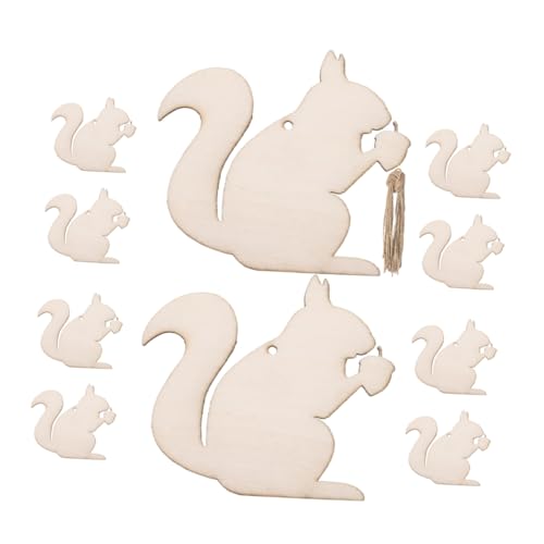 UKCOCO 10 Stück Eichhörnchenförmige Holzscheiben Blanke Eichhörnchen Ausschnitte Unbemalte Thanksgiving Ausschnitte DIY Eichhörnchen Ausschnitte Dekorationen Eichhörnchen Ornamente von UKCOCO
