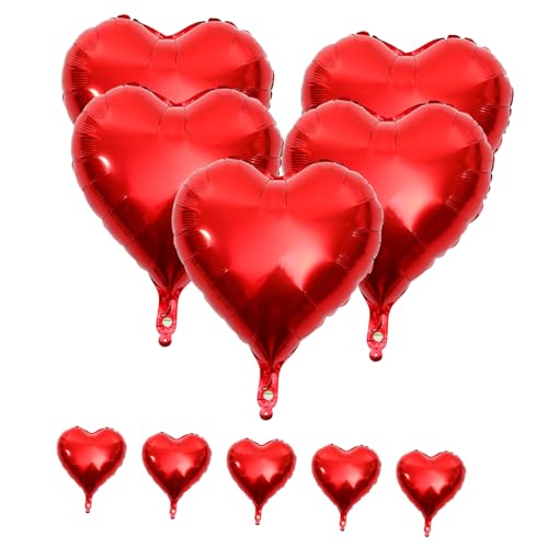 UKCOCO 10 Stück Herzförmige Folienballons Rote Luftballons für Hochzeiten Valentinstag und Geburtstagsfeiern Dekoration für Unvergessliche von UKCOCO
