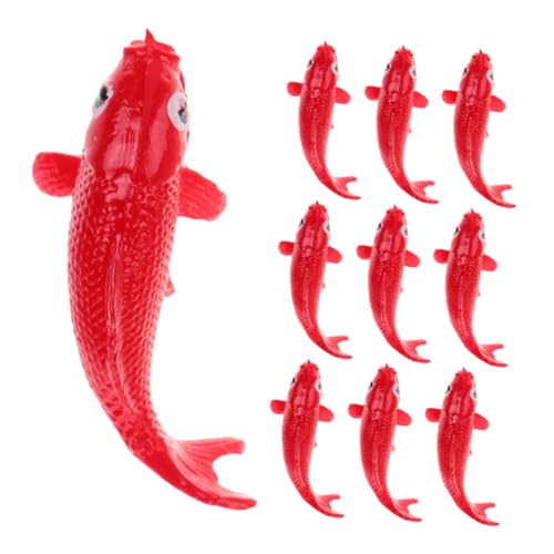 UKCOCO 10 Stück Miniatur-Koi-Fische Aquarien Dekoration Koi Fische Dekoration Dekorative Fische Realistische Koi Modelle Koi Figuren Set Kleines Tiermodell aus Harz Desktop-Fischdekor rot von UKCOCO