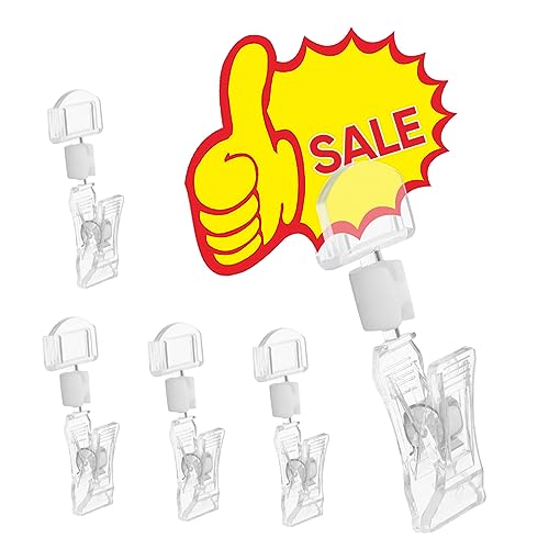 UKCOCO 10 Stück Teiliges Acryl Preisschild Clip Doppelte Klammer für und Preisschildhalterung Stabile Polierte Oberfläche Einfach zu Montieren für Supermarkt und Werbedisplay von UKCOCO