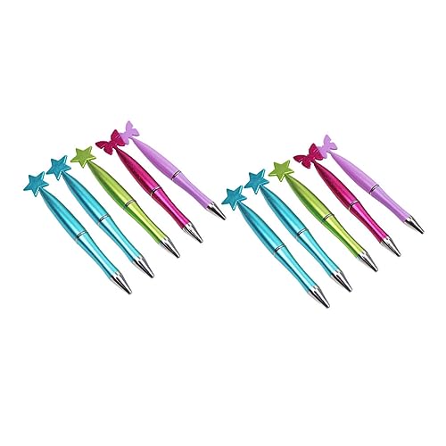 UKCOCO 10 Stück Teiliges Dreh Kugelschreiber mit Schmetterling Herz und Stern Design Glatte Schreibwaren Stifte für Schüler Signature Ball Pen Leicht und Komfortabel für Flüssiges von UKCOCO