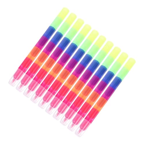 UKCOCO 10 Stück Teiliges Kleine Stapelbare Mehrfarbige Highlighter Marker Fluoreszierend Dekorativ Geruchlos zum Markieren von Notizen Scrapbooking Schule und Büro für Schüler und von UKCOCO