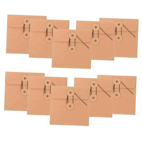 UKCOCO 10 Stück Teiliges Kraftpapier CD Dvd Hüllen Robuste Papiertaschen zum Schutz vor Kratzern und Feuchtigkeit Platzsparend für Büro Schule Zuhause Langlebige Braune Umschläge zur von UKCOCO