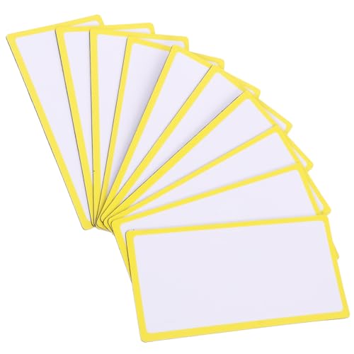 UKCOCO 10 Stück Teiliges Magnetische Wiederverwendbare Namensschilder Gelb Beschreibbar mit Trockenlöschfunktion für Whiteboards Kühlschrank Büro Organisation von UKCOCO