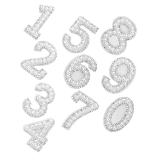 UKCOCO 10 Stück Teiliges Selbstklebende Zahlen Patches Perlen für DIY zum Dekorieren von Handys Notizbüchern und Taschen Hochwertige Strass Aufnäher für Kreative Projekte von UKCOCO