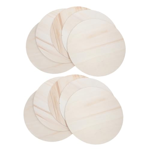 UKCOCO 10 Stück Unlackierte Runde Holzscheiben für Diy Bastelprojekte zum Bemalen Schreiben Wohnaccessoire Robuste und Langlebige Holzplatten für Kreative Gestaltungen von UKCOCO