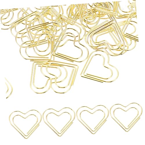 UKCOCO 100 Stück Herzförmige Büroklammern Kreative Metall Paper Clips Kleine Dokumentenklammern Leicht Tragbar Für Büro Schule Zuhause Dekorative Lesezeichen von UKCOCO