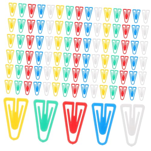 UKCOCO 100 Stück Kleine Bunte Dreieckige Büroklammern Flexible Praktische Papierklammern Dekorative Multifunktionale Aktenklammern für Büro Schule und Zuhause von UKCOCO