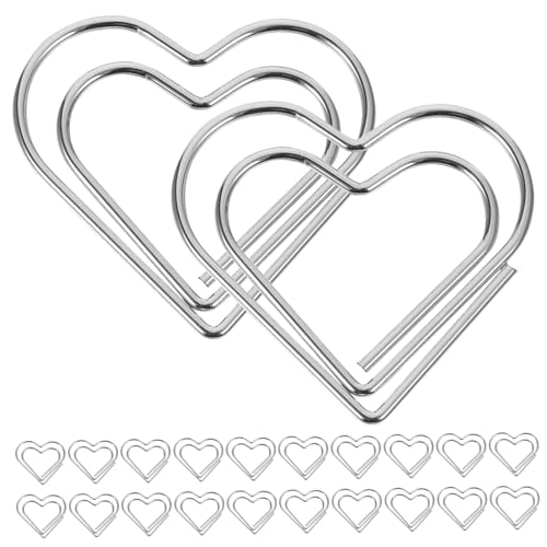 UKCOCO 100 Stück Kleine Herzförmige Büroklammern aus Metall Kreative Dokumenten und Notizklammern Dekorative Papierclips für Büro Schule Hochzeit und Silberfarben von UKCOCO