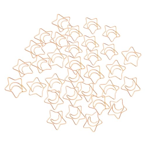 UKCOCO 100 Stück Kleine Sternform Büroklammern Roségold Multifunktionale Aktenklammern für Dokumente Bastelprojekte Lesezeichen und Fotoorganisation im Büro und Zuhause von UKCOCO
