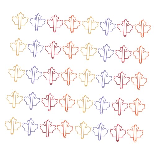 UKCOCO 100 Stück Teiliges Bunter Metall Maple Leaf Büroklammern Stabile Farbenfrohe Paperclips für Dokumentenorganisation Lesezeichen und Bastelbedarf Geeignet für Schüler Studenten von UKCOCO