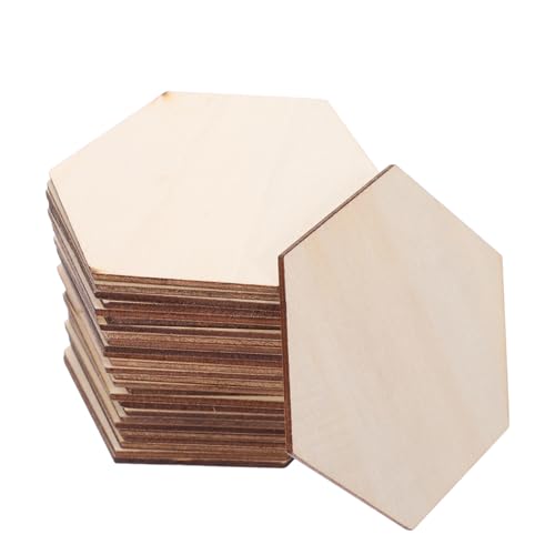 UKCOCO 100 Stück Unlackierte Holzsechsecke Handgefertigte Holzplatten für Diy Projekte Kreative Wanddekoration Hochzeiten und Partys von UKCOCO