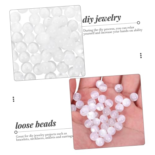 UKCOCO 100 Stück Weiße Katzenauge Rundperlen aus Resin Lose Spacer Perlen für DIY Schmuckherstellung für Armbänder Halsketten und DIY Bastelcharms UKCOCO 100 Stück Weiße Katzenauge Rundperlen aus Resin Lose Spacer Perlen für DIY Schmuckherstellung für Armbänder Halsketten und DIY Bastelcharms von UKCOCO