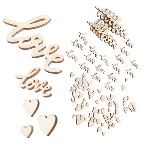 UKCOCO 100 Stück liebe Hackschnitzel herzförmige Verzierung dekorativ Rosa Party Braut- Ort DIY-Zubehör aus Holz Holzhandwerk für DIY Buchstabenausschnitte Liebesbriefe Herzscheiben Beige von UKCOCO