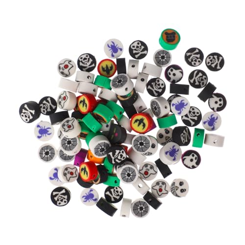 UKCOCO 100Stücke Halloween DIY Polymer Tonperlen Charmante Spacer Perlen für Schmuckherstellung Handwerkskügelchen für Armbänder Projekte von UKCOCO