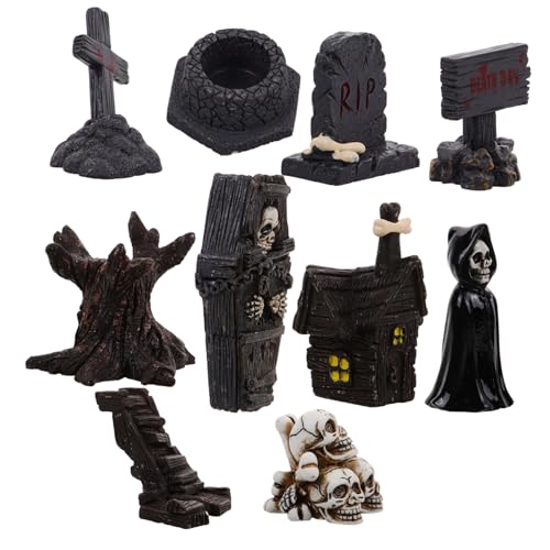UKCOCO 10Stücke Halloween Miniaturfiguren aus Kreative Tischdekoration für Mikrolandschaften Gruselige für Halloween Feiern Langlebige Kunsthandwerks Ornamente von UKCOCO