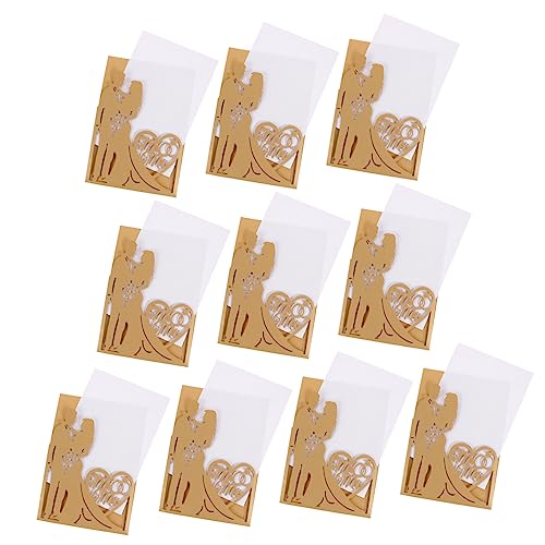 UKCOCO 10Stücke Hochwertige Hochzeitseinladungskarten mit Hohlem Design Eleganten Goldenen Umschlägen für Hochzeiten Valentinstag und Besondere Anlässe Langlebig von UKCOCO