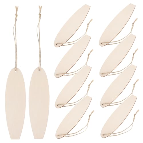UKCOCO 10Stücke Holz Surfbrett zum Basteln DIY Holzschilder für Projekte Langlebige Holzplatten Khaki für Strand Dekoration und Persönliche von UKCOCO