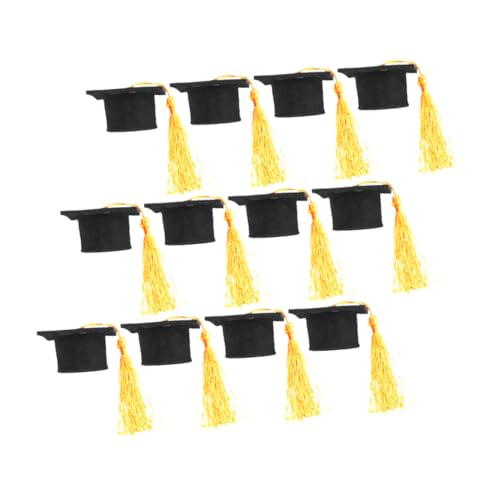 UKCOCO 12 Stück Arzt Hut Dekoration Silber Niedliche Abschlusskappen in großen Mengen Plus licht leve schirmmützen Topper Abschluss Flaschenverschlüsse Abschlussfeier liefert Vlies Yellow von UKCOCO
