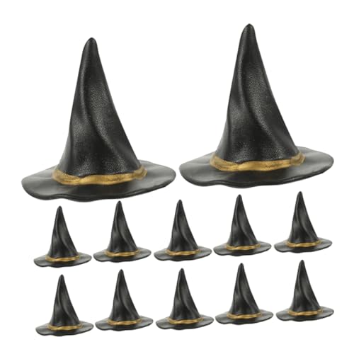 UKCOCO 12 Stück Hexenhut -Dekoration Mini-Hexenhüte aus Filz bunt Halloween Puppenhüte kleine Hexenhüte Die Hut für Minihauspuppe Miniatur-Puppenhut Mini-Hut Plastik Black UKCOCO 12 Stück Hexenhut -Dekoration Mini-Hexenhüte aus Filz bunt Halloween Puppenhüte kleine Hexenhüte Die Hut für Minihauspuppe Miniatur-Puppenhut Mini-Hut Plastik Black von UKCOCO