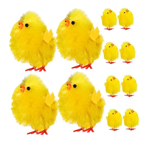 UKCOCO 12 Stück Osterdeko-Küken lustiges Küken Ostern Ostereierfüller Partyspielzeug für Küken Osterschmuck Chemiefaser und Kunststoff Yellow von UKCOCO