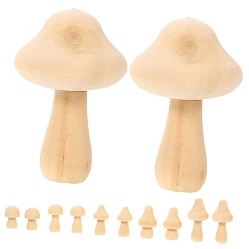 UKCOCO 12 Stück Teiliges Unbemalte Holzpilz Dekorationen Kreative DIY Bastelpilze aus Sicherem Holz Material für Malspaß und Tischdekoration von UKCOCO