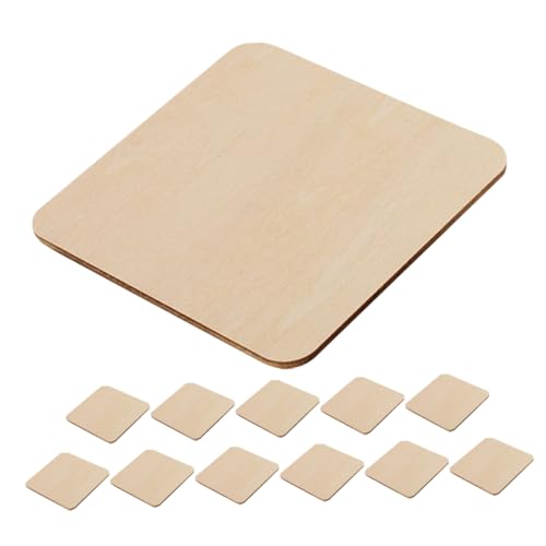UKCOCO 12 Stück Unbehandelte Quadratische Holzstücke Diy Bastelmaterial für Malerei und Modellbau für Kreative Projekte Robustem Buchensperrholz von UKCOCO