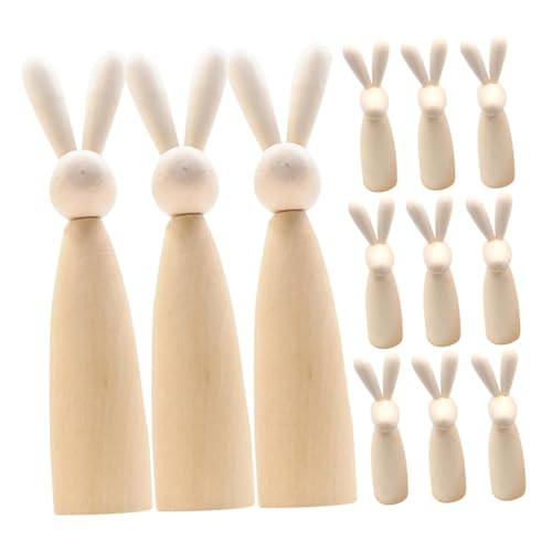 UKCOCO 12Stücke Holz Osterhasen Figuren Zum Bemalen Unvollendete Holzpuppen Für DIY Projekte Dekoration Für Kindergeburtstag Und Osterfeiern Kreative Bastelideen Für Ganze von UKCOCO