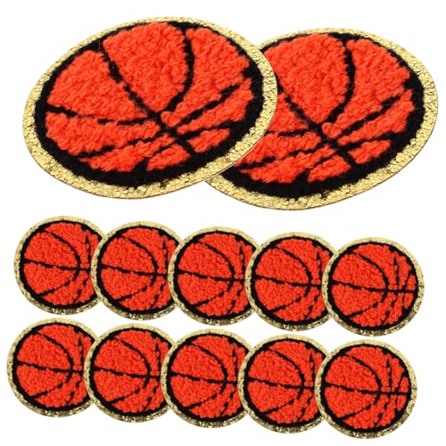 UKCOCO 12Stücke Teiliges Basketball Flecken Chenille Dekorative Patches zum Aufbügeln oder Aufnähen für Kleidung Taschen Hüte und Mehr zur Reparatur und Verschönerung von UKCOCO