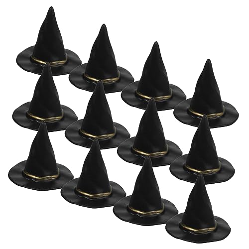 UKCOCO 12Stücke Teiliges Mini Hexenhüte für Halloween Dekorative Puppenhut Requisiten für DIY Bastelprojekte Partys Puppenhaus Dekorationen für Freunde von UKCOCO